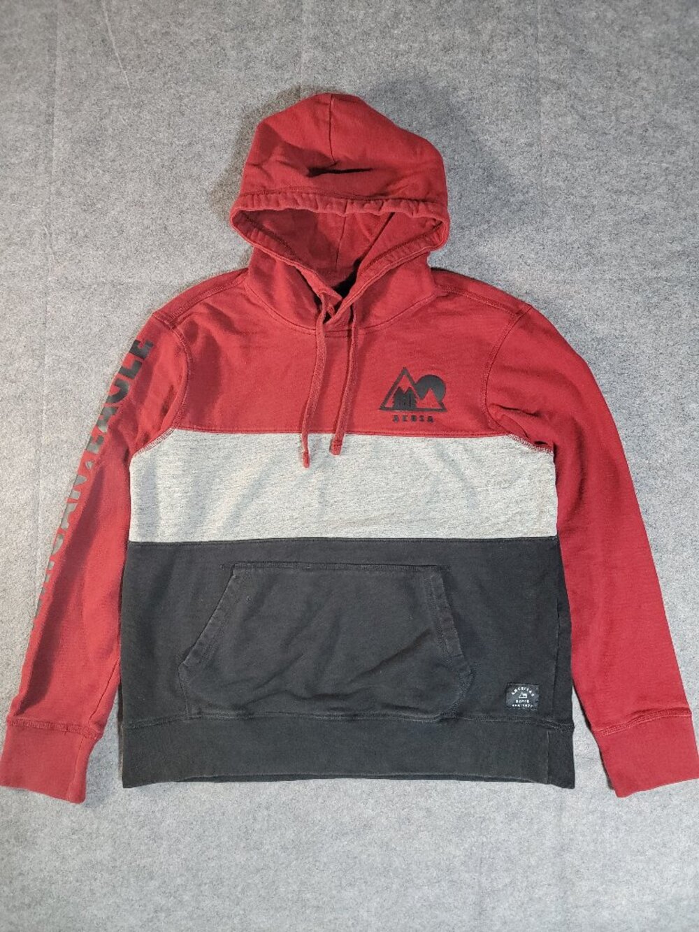 American Eagle Outfitters Colorblock Graphic Sleeve Pullover Hoodie Mens Medium